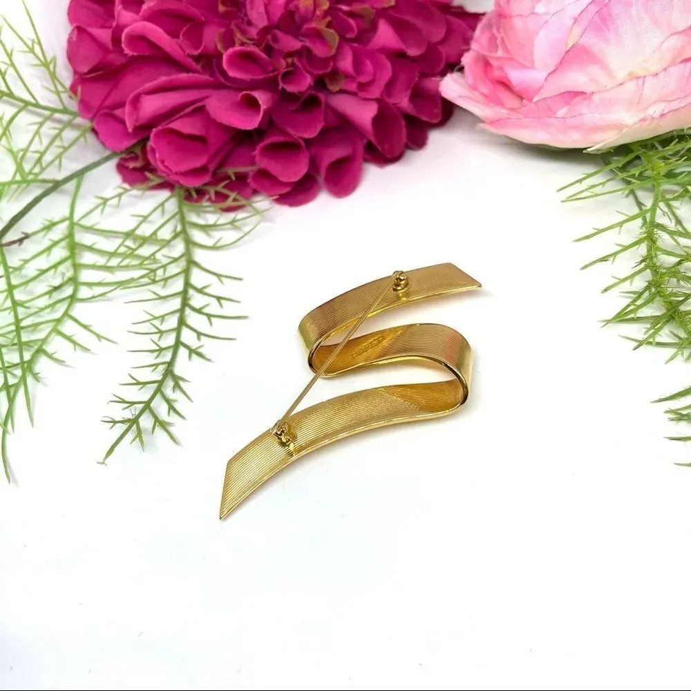 VINTAGE⚜️MONET Abstract Ribbon Golden Brooch